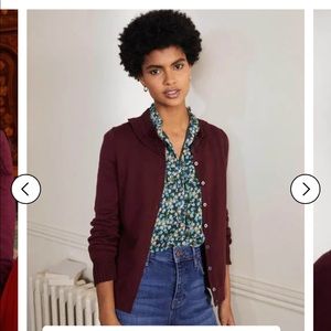 Boden Frederick Pointelle Cardigan - color is deep Wisteria / Maroon. NWT